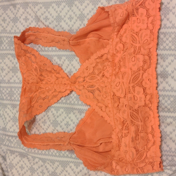Free People, 3 pairs of lace bralettes, size S, in pink, blue, orange. Like new - Picture 4 of 10